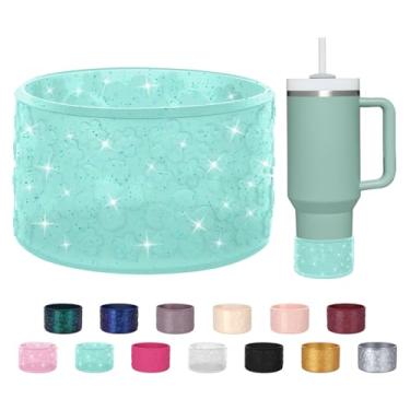 Imagem de ZXFYE Bota de silicone com flor gradiente, compatível com Stanley Quencher Adventure 1,134 g 850 g e IceFlow 590 ml copo de 850 g, capa protetora camaleão, capa inferior para Hydroflask 340 g-680 g,