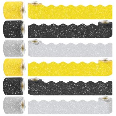 Imagem de Conjunto de bordas de quadro de avisos com glitter - 6 rolos de 196,8 m, decorações de quadro de avisos multicoloridas para escritório, decoração de sala de aula, professores e casa DIY - Boletins de