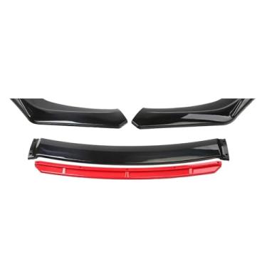 Imagem de 3PCS compatível com novo estilo de carro pára-choque dianteiro lábio corpo kit spoiler divisor fibra de carbono tira decorativa pára-choque canard lábio divisor universal(Bright black RED)
