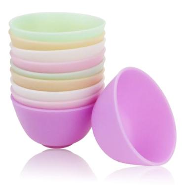 Imagem de BILLIOTEAM 10 tigelas multicoloridas de silicone para mistura, preparar, servir, condimento e máscara facial para cuidados com a pele, artesanato DIY, resina e pintura acrílica