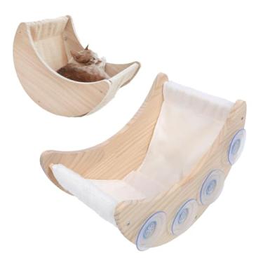 Imagem de Cama de Gato Montada na Janela, Material de Madeira de Pinheiro Sólido Confortável e Lavável a Cama de Gato Confortável Com Copo de Sucção Forte para Gatos Internos