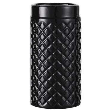 Imagem de Vaso de cerâmica preta para flores, vaso preto grande para decoração de casa, sala de estar, escritório, lareira, mesa de jantar, 20 cm