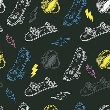 Imagem de Papel De Parede 3m Adesivo Quarto Teen Preto Skate