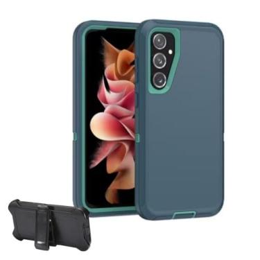 Imagem de Capa para Samsung Galaxy S24 FE 5G, capa protetora para celular com coldre de clipe de cinto, grau militar 3 em 1, resistente, à prova de choque, à prova de quedas, à prova de poeira, capa robusta