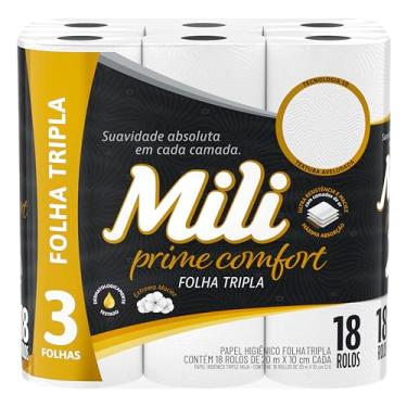 Imagem de Papel Higiênico MILI Prime Comfort Folha Tripla 20m com 18 rolos