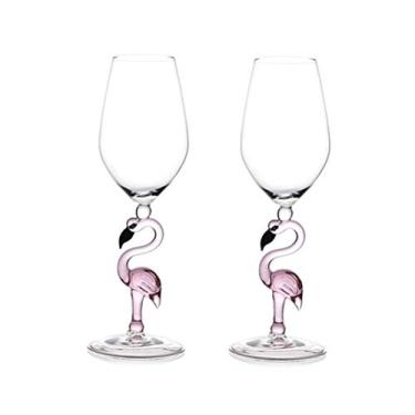 Imagem de Creative Pink Flamingo Coquetel Martini Taça de Taças Cool Tableware Único Bar Wine Set (2, taça de vinho de 330 ml)