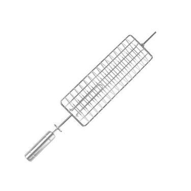 Imagem de Espeto Grelha Peixe Giratória Para Kit Inox Brasa Grill - Líder Grill