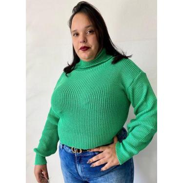 Imagem de Blusa Feminina Trico Gola Alta Tendência Inverno - Mil Merci, Verde ba