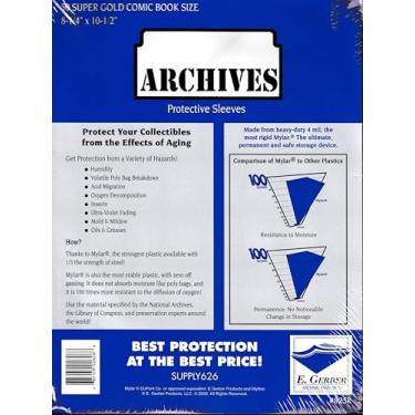 Imagem de E. Gerber Archives Super Gold 4 milímetros de espessura cômica Mylar mangas 21 cm x 26 cm mais duas abas não dobráveis de 19 mm