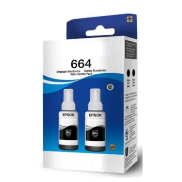 Imagem de Kit 02 Refil de Tinta Preta T664 Para Epson L375 L395 L396 L355 L365 -
