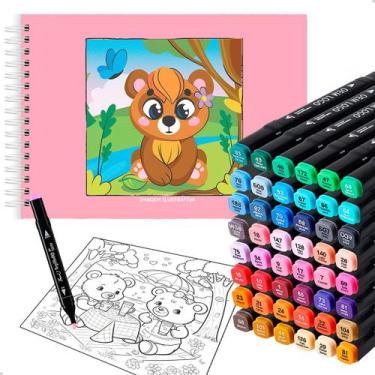 Imagem de Livro De Colorir Desenhos Divertidos + Conjunto 48 Canetinhas - M3M, U