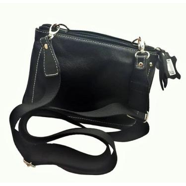 Imagem de Bolsa Feminina Média de Couro Preta - 831 - Mobelli Cosméticos