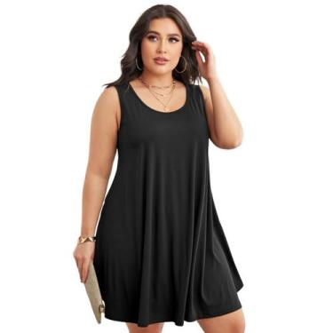 Imagem de Kit Vestido Regata Feminino Plus Size Soltinho Moda Verão Saruel - NaC