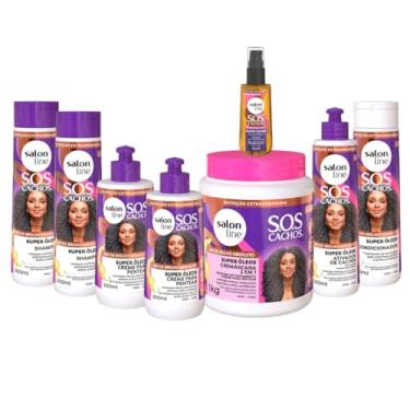 Imagem de Kit SOS Cachos Super Óleos com 2 Shampoos, Condicionador, Ativador, 2 Cremes para Pentear 300ml, Cremácara 1Kg e Óleo 42ml Salon Line
