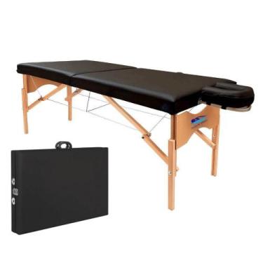 Imagem de Maca Portátil Pro 300Kg Madeira com Cabo de Aço Dobrável Apoio cabeça 