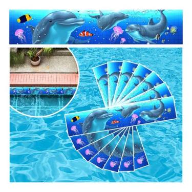 Imagem de Kit 06 Adesivos Piscina Faixas Golfinho 100x30cm - Resitank