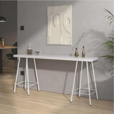 Imagem de Mesa Aparador Buffet Balcão Pam 150 cm Industrial Ferro Branco Tampo 100% mdf Branco -...