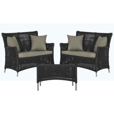 Imagem de 2 Sofás E Mesa Igapó Alumínio Fendi Corda Náutica E8 Trama Preto