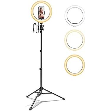 Imagem de Luz De Anel De Selfie De 12 Polegadas Com Suporte De Tripé E Suporte De Telefone Celular, Luz De Anel De LED Regulável 3 Modos De Luz 10 Níveis De Brilho Para Vídeo Do YouTube, Tiktok, Transmissão