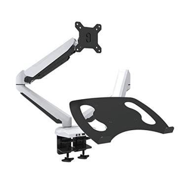 Imagem de 38.1 cm-68.6 cm DL-GM224U-D suporte de mesa de monitor de braço duplo suporte de mesa giratória grande braçadeira com bandeja de laptop com porta USB (cor: branco) (branco)