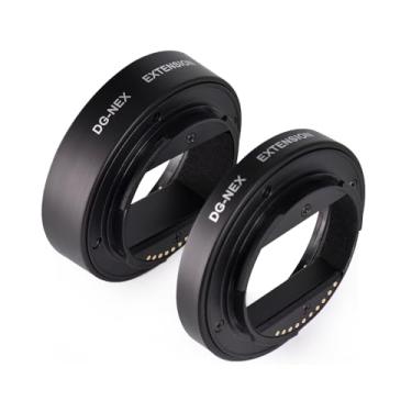 Imagem de JatureClets Conjunto de tubos de extensão de foco automático compatível com câmeras Sony E-Mount, conjunto de adaptadores de lente de câmera de fotografia macro (preto)