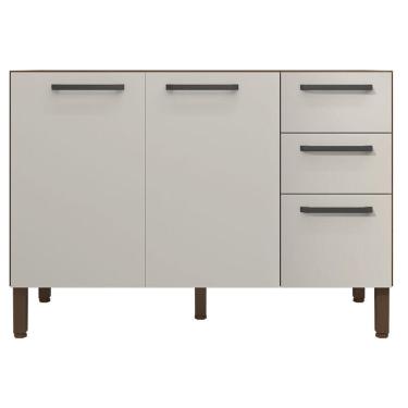 Imagem de Balcão de Pia Mad Versalhes 120 cm Nogueira Off White - Kits Paraná