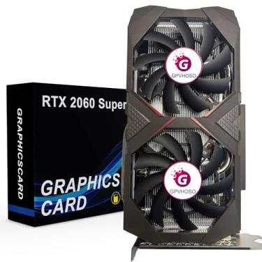 Imagem de GPVHOSO Placa de vídeo RTX 2060 8GB Super Graphics 256Bit GDDR6 com Ray Tracing, ventiladores duplos, PCI Express x 16 3.0 HDMI Display Port DVI, suporta até 8K para PC, jogos, escritório, trabalho