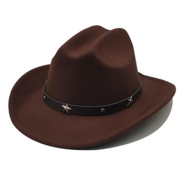 Imagem de Chapéu de cowboy infantil para meninas e meninos, chapéu de vaqueira ocidental com cinto de fivela, unissex, chapéu Fedora de aba larga, fantasia
