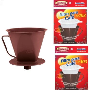 Imagem de Kit 2 Coador Filtro Injetemp Sintético E Porta Filtro Com Funil, 103