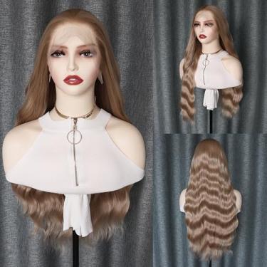 Imagem de WXHWCX Peruca Sintética Longa E Ondulada Loira #103, Com Renda Frontal, Para Mulheres, Solta, Ondulada, Sem Cola, Loira, Resistente Ao Calor, Fibra Natural, Com Ondas D'Água, Para Cosplay, Festa Di