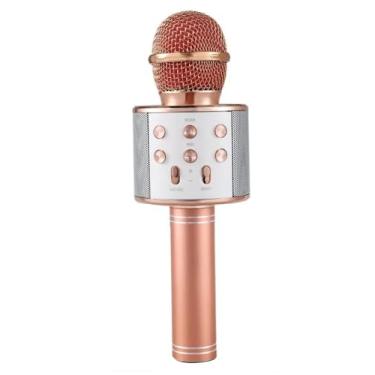 Imagem de Voupuoda WS-858 Microfone de karaokê sem fio portátil, Player de karaokê portátil para celular Alto-falante HIFI Bluetooth embutido, Selfie 3-em-1 bateria de lítio recarregável Karaokê KTV MIC