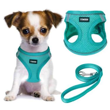 Imagem de Conjunto de arnês e coleira para cães YIMEIS Reflective para cães turq