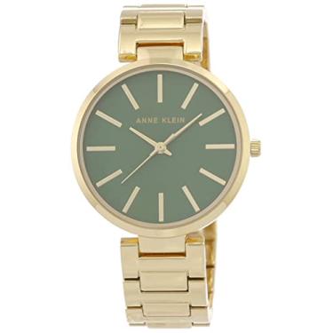 Imagem de Anne Klein Relógio social feminino de quartzo japonês com pulseira de metal, dourado, 16 (modelo: AK/2786GNGB)