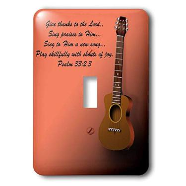 Imagem de 3dRose LLC lsp_22654_1 Guitarra clássica e versículo da Bíblia Cante para o Senhor uma nova canção, interruptor único