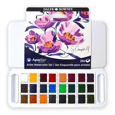 Imagem de Daler-Rowney Aquafine Conjunto de tinta aquarela, paleta de artistas Shayda Campbell, 24 meias panelas, cores sortidas, 1 unidade