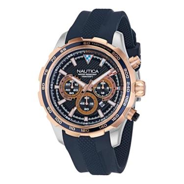 Imagem de Nautica Relógio masculino NAPNSF304 NST Chrono com pulseira de silicone azul, Azul