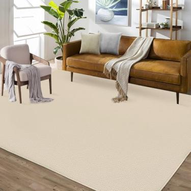 Imagem de dainslef Tapete grande de 25 x 30 cm, lavável à máquina, para sala de estar, quarto, moderno, com detalhes sólidos, resistente a manchas, antiderrapante, casa de fazenda, sólido texturizado, para