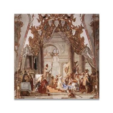 Imagem de Cena de casamento Giovanni Battista Tiepolo Impressão em tela – Obra-prima rococó barroca, pintura escolar de Veneza, pintura a óleo decorativa para galeria doméstica 70 x 70 cm