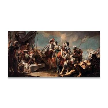 Imagem de Impressão em tela Tiepolo Queen Zenobia before Emperor Aurelian Giovanni Battista – Obra-prima rococó barroca, pintura escolar de Veneza, pintura a óleo decorativa para galeria doméstica 30 x 60 cm