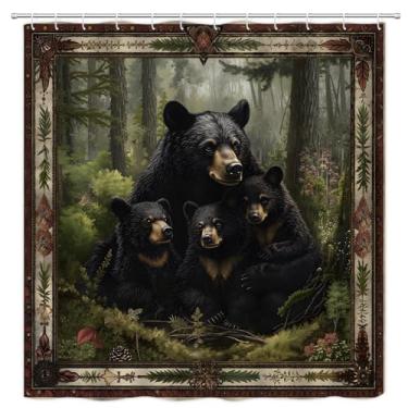 Imagem de VPUPCN Cortina de chuveiro de urso florestal rústica cabana animal selvagem fazenda chalé campo caça acampamento tema cortinas poliéster decoração banheiro com ganchos 177,8 cm L x 180 A