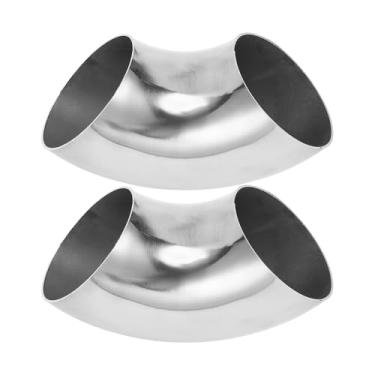 Imagem de Motoforti 2 peças 90 graus mandril curva cotovelo carro modificado tubo de escape tubulação 6.3 cm espessura OD 1,0 mm/19GA 63x145x1,0 mm aço inoxidável 304 tom prata