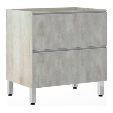 Imagem de Balcão Sem Tampo 80cm Misto Basculante Lis Legno Crem e Concreto