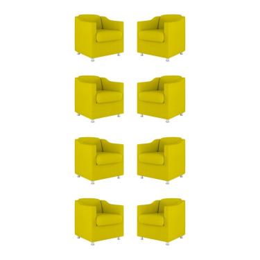 Imagem de Kit 08 Cadeiras Poltronas Decorativas Sala De Espera Clinica Tecido Cor:amarelo