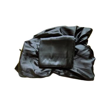 Imagem de Jogo De Cama Cetim Solteiro 2 Peças Lençol Elástico + Fronha Antifrizz 2 Abas Preto