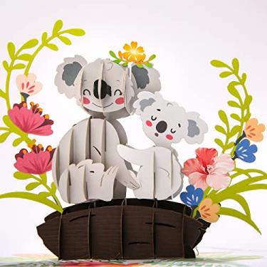 Imagem de CUTE POPUP - Cartão de feliz aniversário pop-up com adorável design de mãe de bebê coala, cartão de felicitações, cartão pop-up para o dia das mães como uma obra-prima de tirar o fôlego para mãe, mulheres, família ou amigos da filha