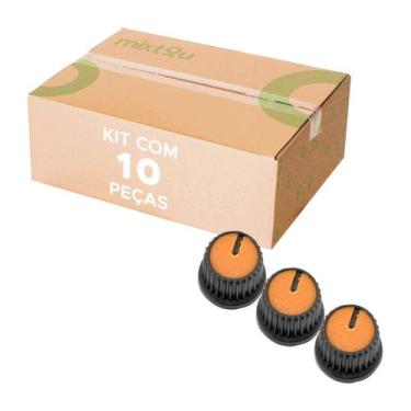 Imagem de 10x Botão Knob Redondo Estriado Sem Parafuso Ad209 - Laranja - PIX