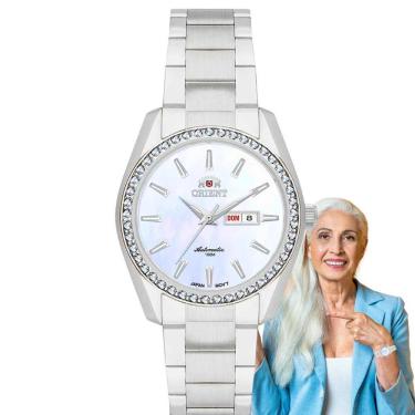 Imagem de Relógio de Pulso Orient Feminino Automático Pequeno Redondo Prova Dágua 100 Metros Casual Prata NH6SS004 B1SX