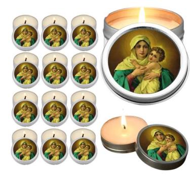 Imagem de 10 Velas Aromaticas Lembrancinhas Nossa Senhora de Fatima na Latinha D