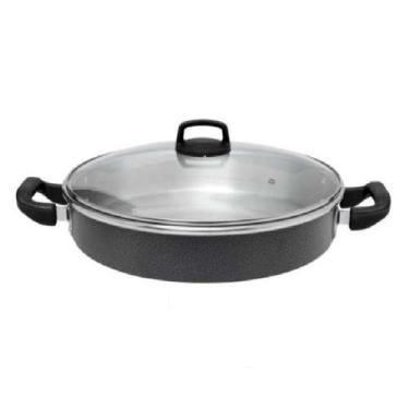 Imagem de Paellera Grande 40 Cm Profissional Com Tampa De Vidro Preta Pig Docesa