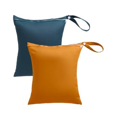 Imagem de babygoal Pacote Com 2 Bolsas Para Roupa Suja De Viagem Babygoal, Ideais Viagens, Academia E Natação - Laváveis, À Prova D'Água, Roupas Molhadas, Secas Sujas, Maiôs Trajes Banho (Amarelo Marrom)